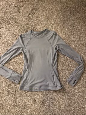 Lululemon Light Gray Long-Sleeve Performance Top